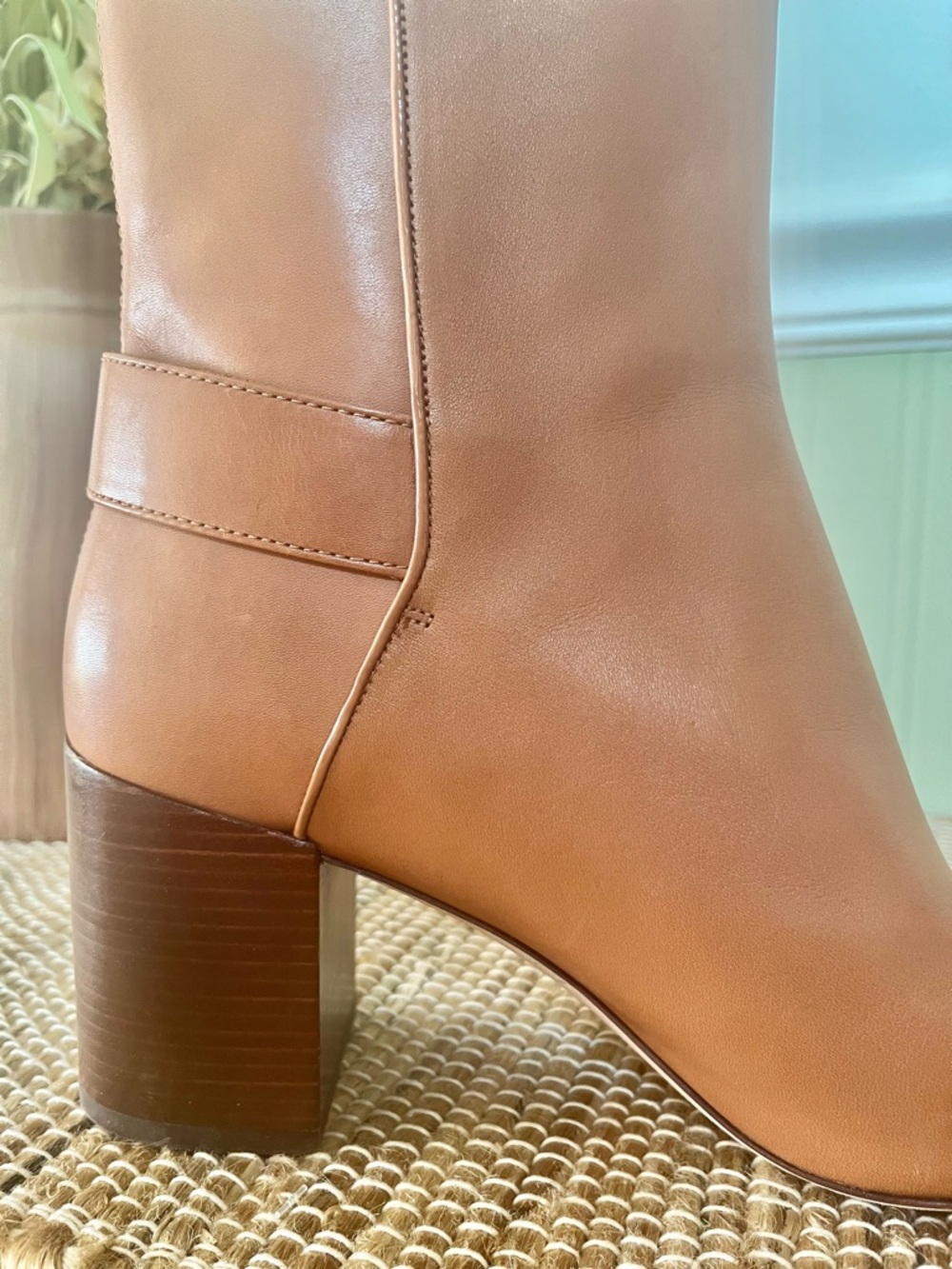 Tory Burch Tan Leather Ankle Boots with Gold Logo Accent - Picture 8 of 12
